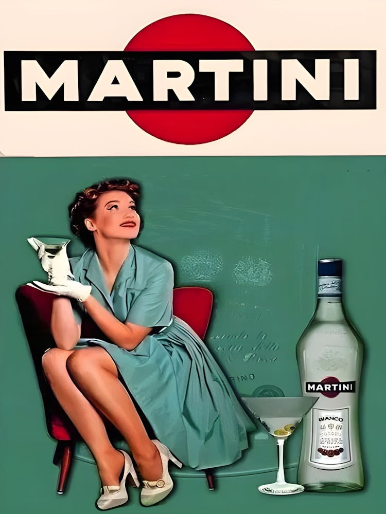 Martini, Vintage Advertising Poster, Great For Pub, Cafe bar, Club, Restaurant