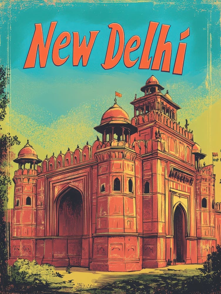 Aihrgdesign A Retro Travel Poster For New Delhi 4