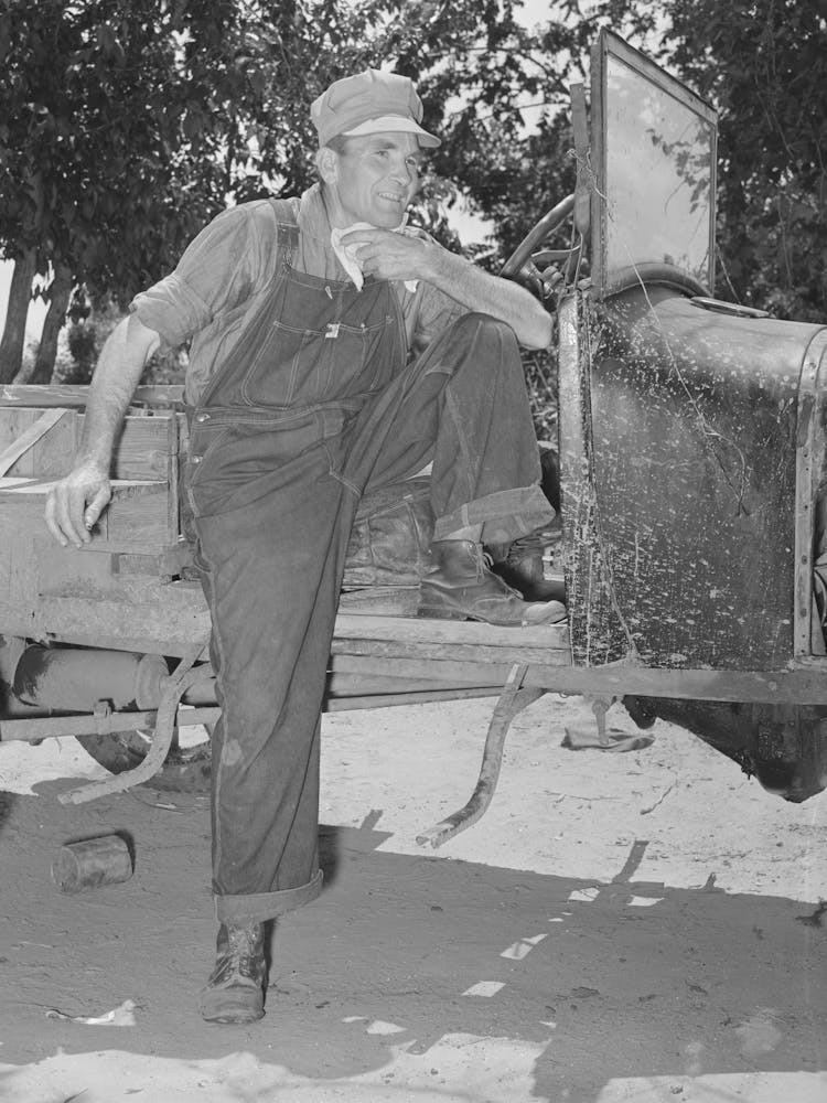 Agricultural Day Laborer Wiping The Sweat From His Neck After His Return Home From Chopping Cotton,This Man Had Once