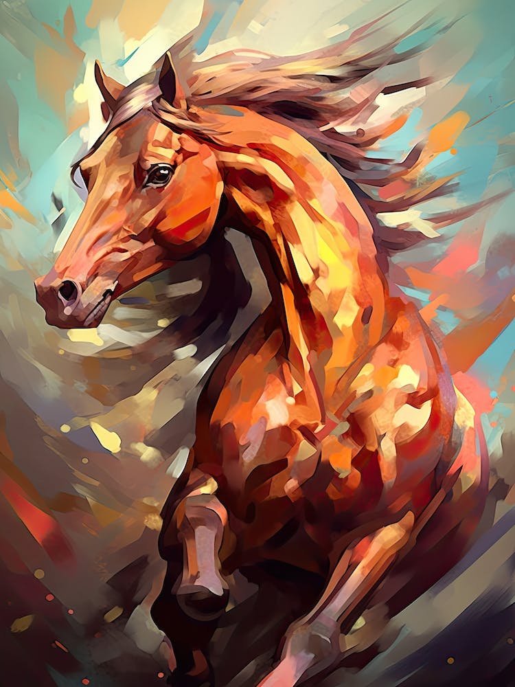 Brown Horse Painting On Canvas