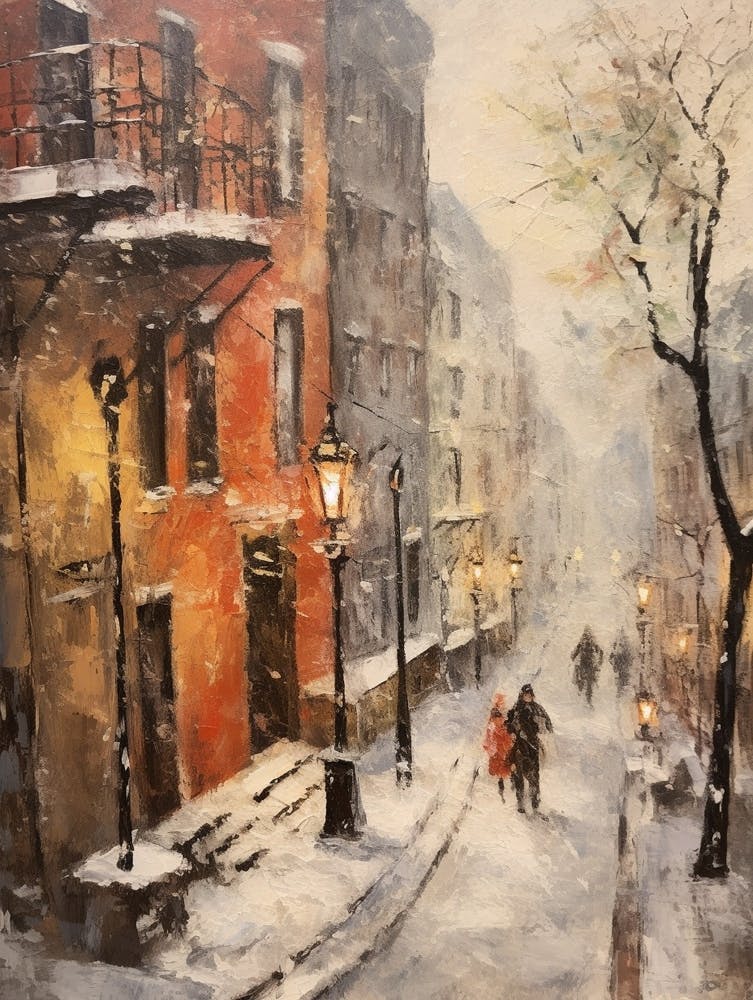 Vintage Winter Painting Oslo Norway 2