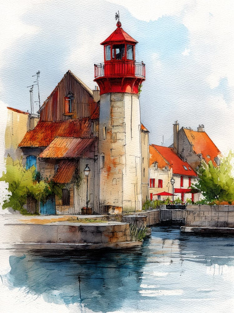 Watercolor Of A Lighthouse
