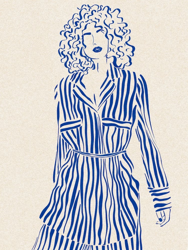 Frau mit blauen Streifen