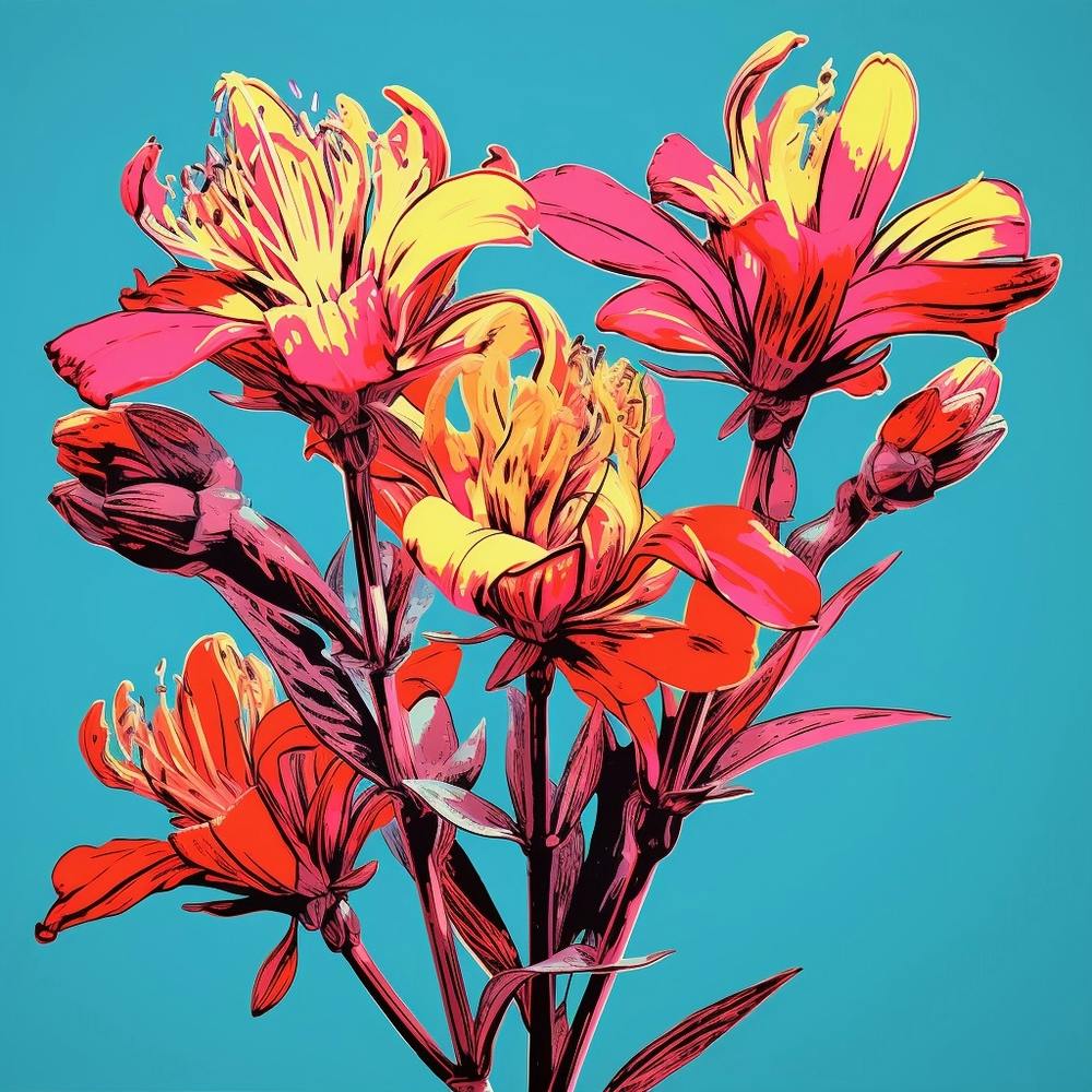 Andy Warhol Style Pop Art Flowers Kangaroo Paw 1 Square
