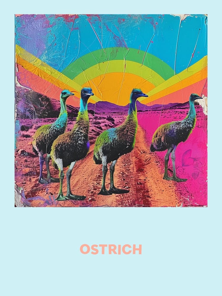 Ostrich Rainbow Poster 2