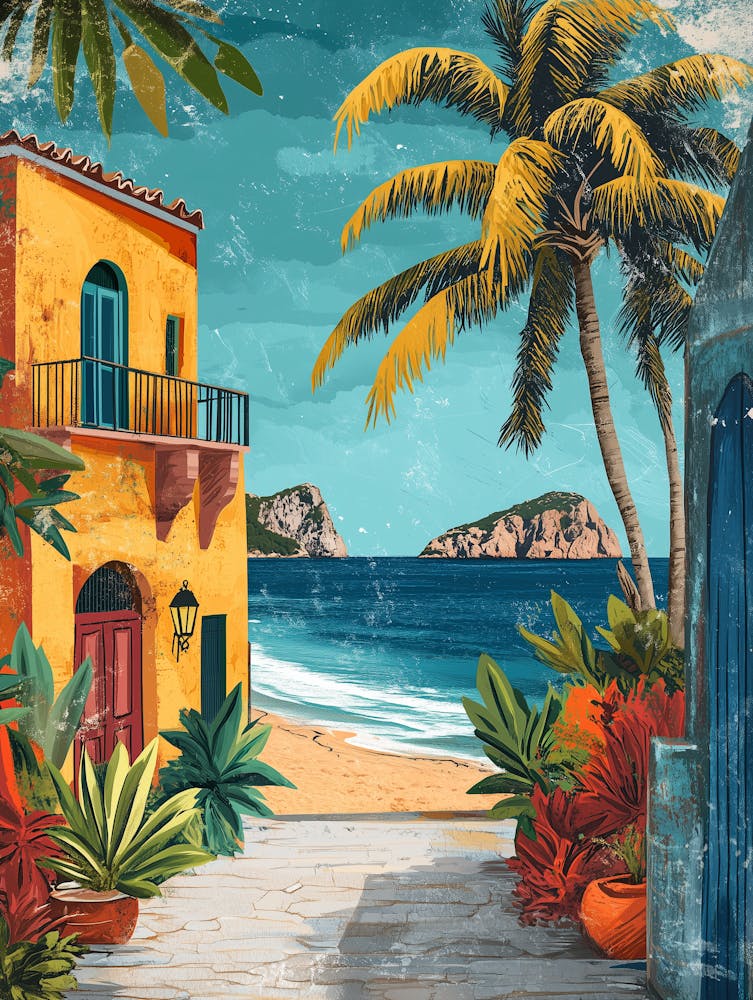 A Boho Style Illustration Of Ibiza 1