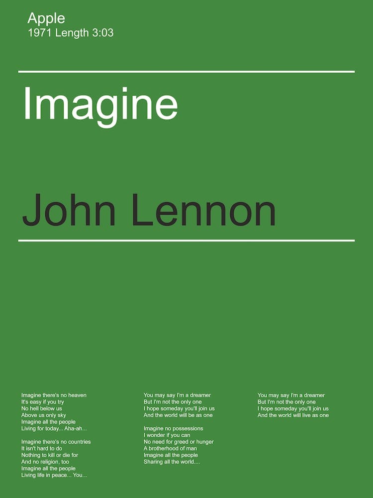 Minimal Style, John Lennon, Imagine, Music, Art, Poster, Wall Print