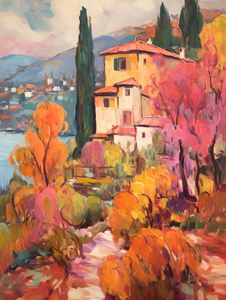 Autumn Gardens Painting Villa Carlotta Italy 3