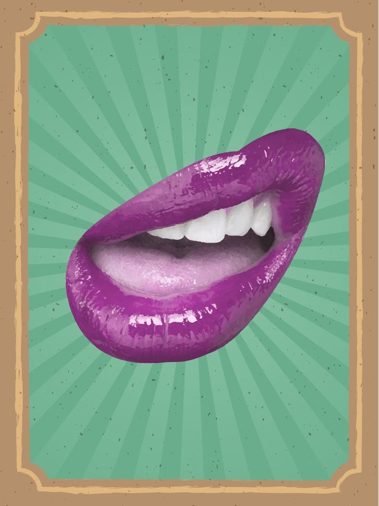 Vintage Mouth Purple Lips