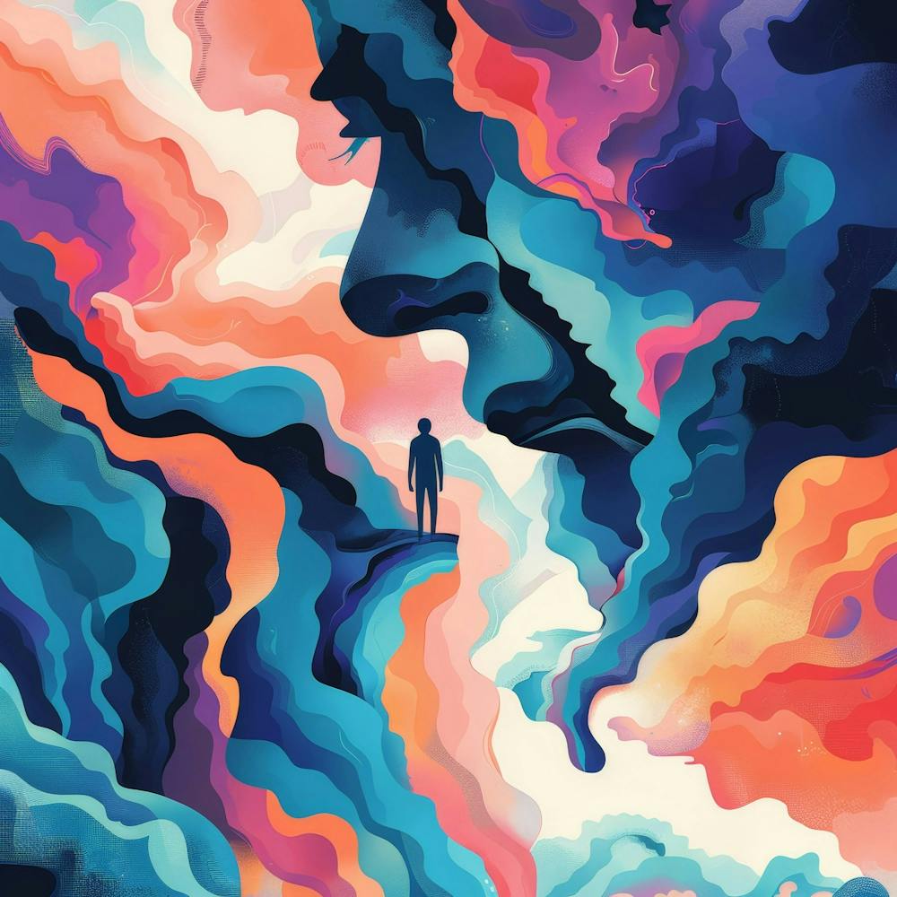 Man Standing On A Cloud