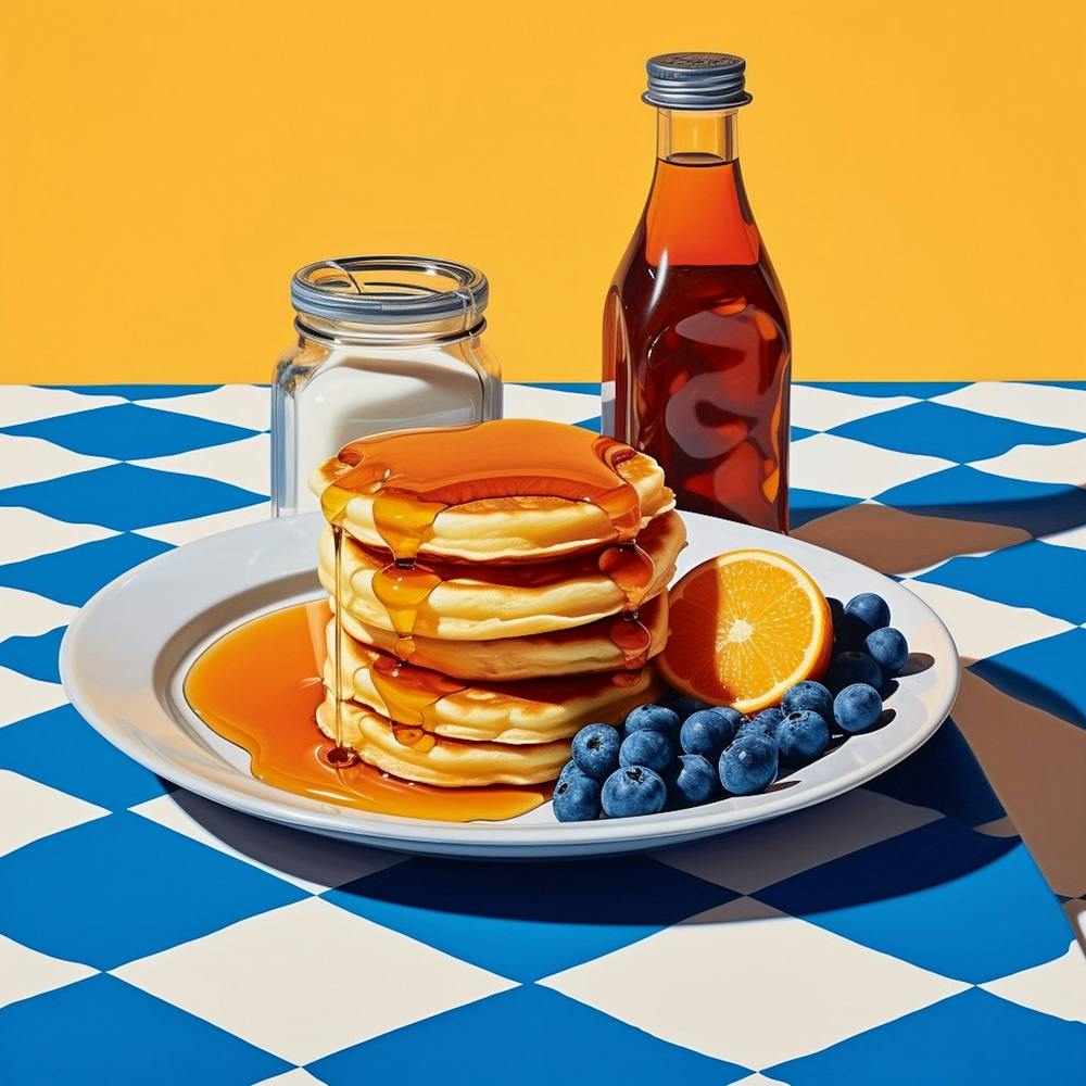 Pancakes Pop Art Blue Checkerboard 3