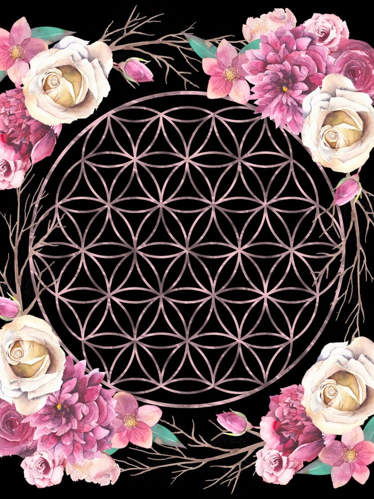Flower Of Life Floral Boho