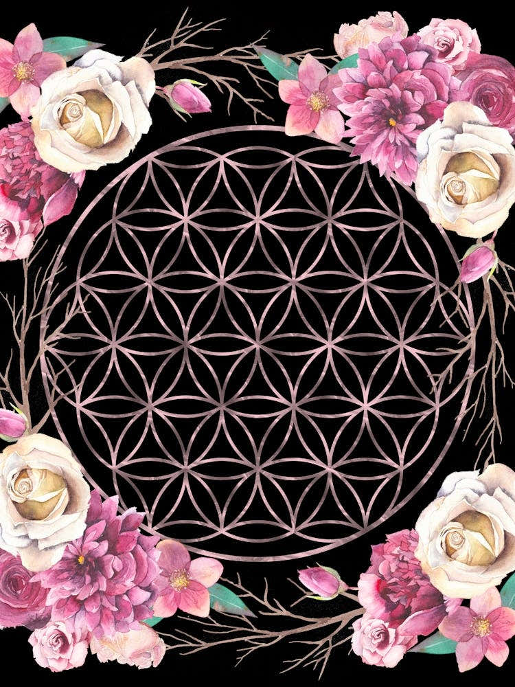 Flower Of Life Floral Boho