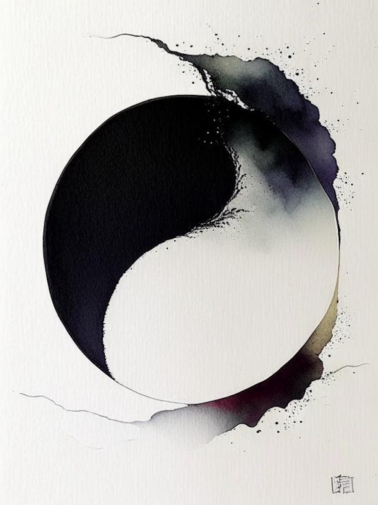Minimal 2 Yin and Yang Japanese Ink