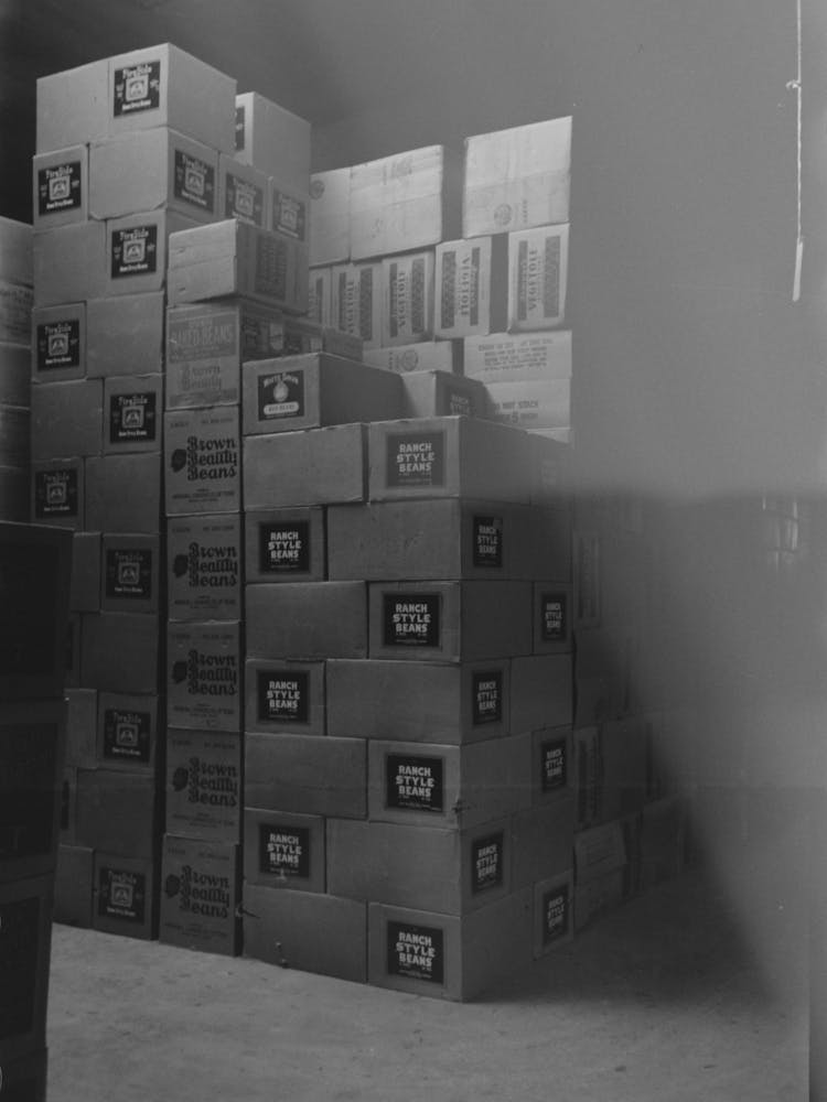 Cases Of Beans, Wholesale Grocery, San Angelo, Texas By Russell Lee
