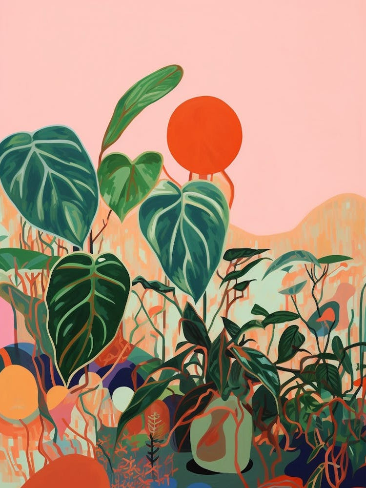 Boho Plant Painting Philodendron Brasil 2