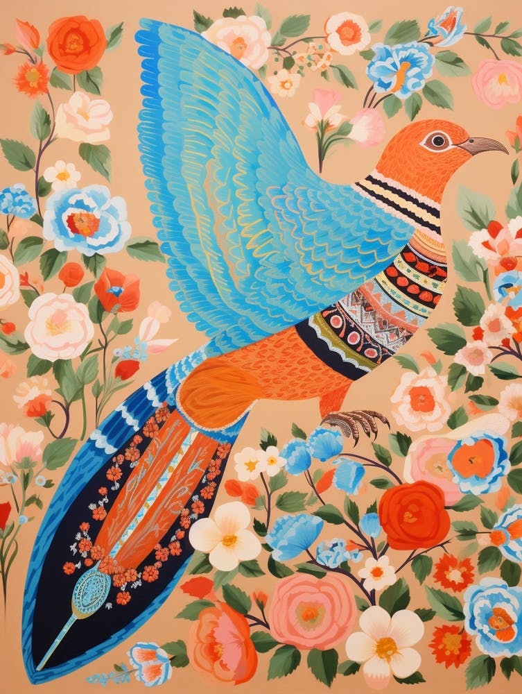 Maximalist Bird Painting Eastern Bluebird 2