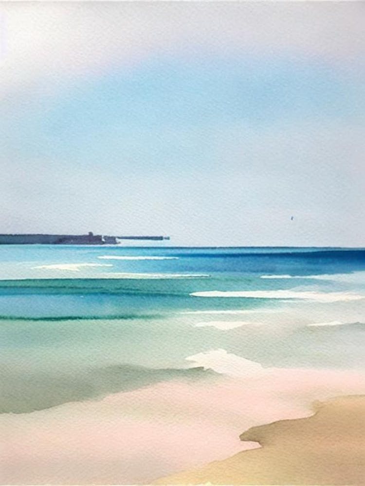 Newquay Beach 2, Cornwall Watercolour
