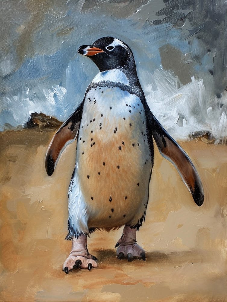 Adlie Penguin Kangaroo Island Penneshaw Oil Painting 1