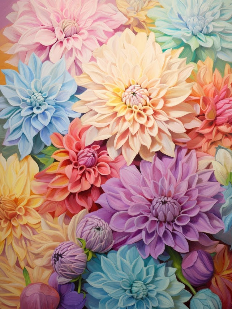 Pastel Dahlia Pedals Painting 3