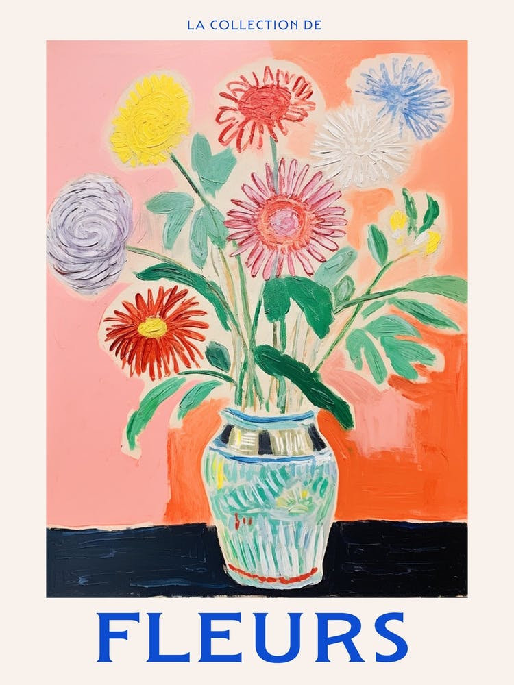 French Flower Poster Chrysanthemum 2