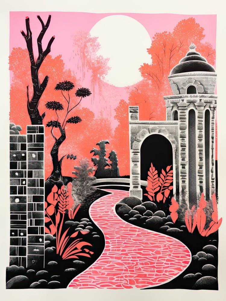 Ninfa Gardens Abstract Riso Style 1