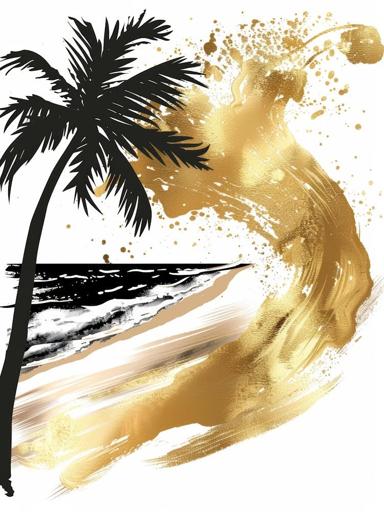 Gold Palm Tree On The Beach