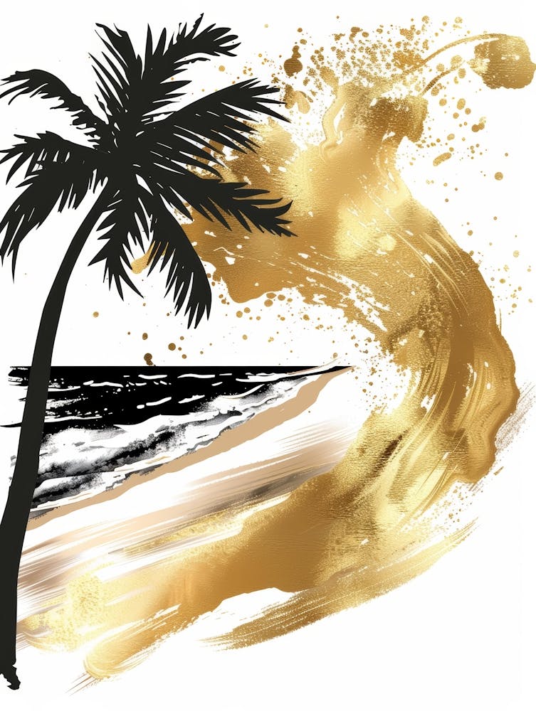 Gold Palm Tree On The Beach