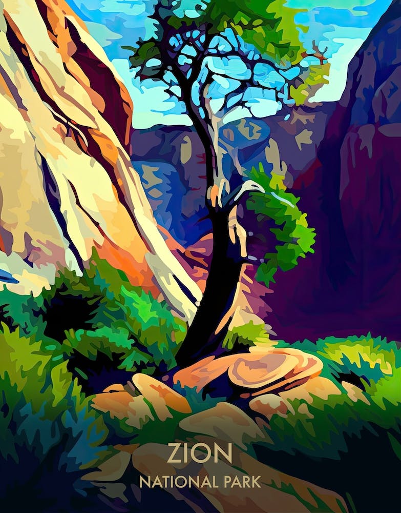 Zion National Park Travel Poster Matisse Style 2