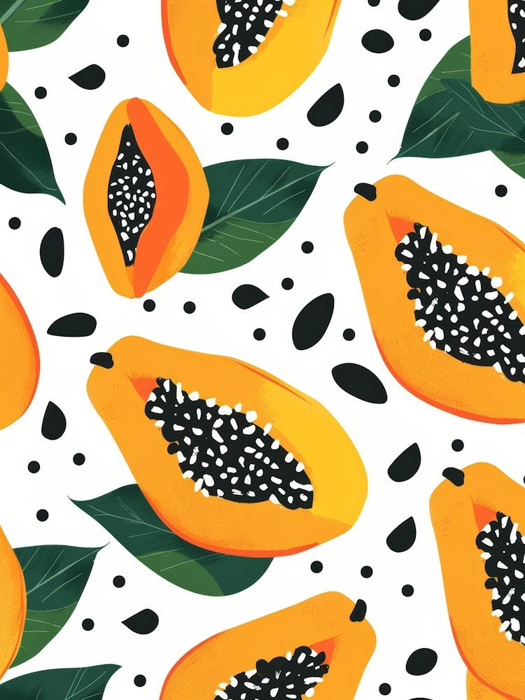 Seamless Pattern With Papaya 2