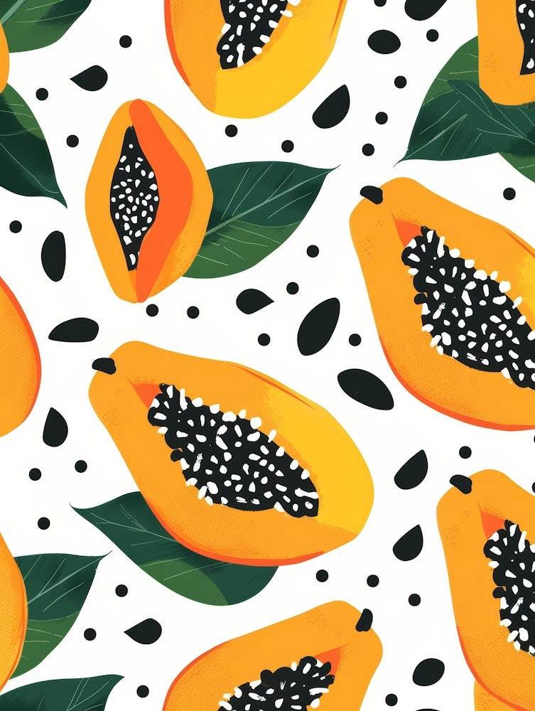 Seamless Pattern With Papaya 2