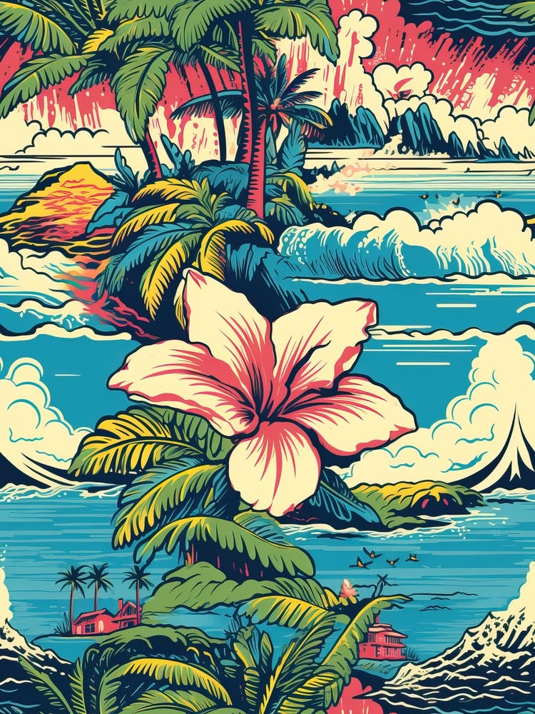 Maui Hawaii, California, Inspired Travel Pattern 4