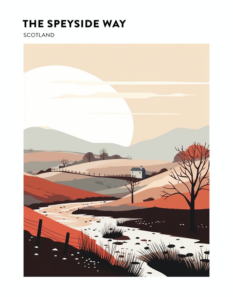The Speyside Way Scotland 3 Hiking Trail Landscape Poster