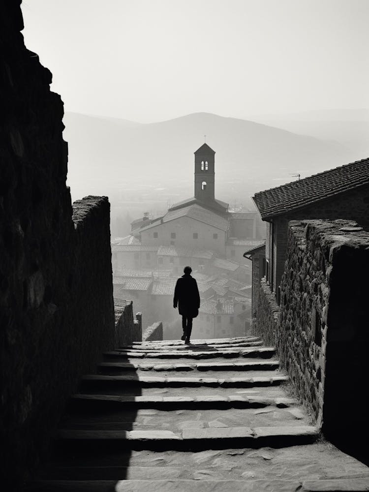 Cortona, Italy,  Black And White Analogue Photography  2