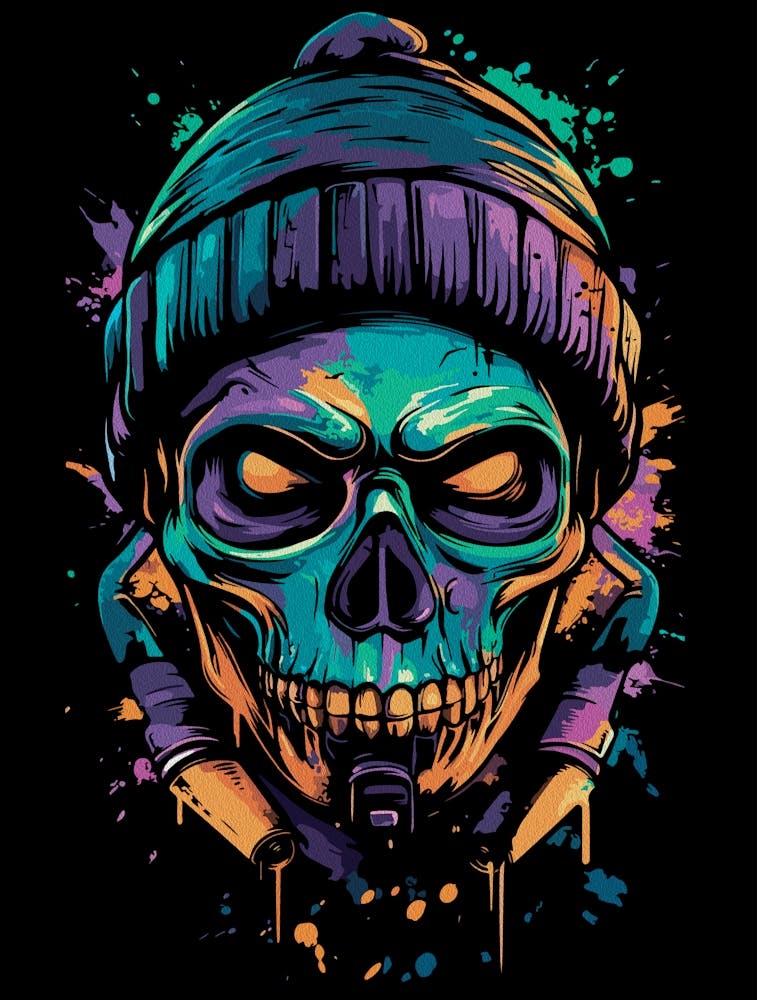 Neon Skull Graffiti Glow