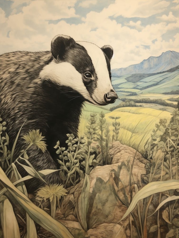 Blaireau Aquarelle, Animal de Conte de Fées 3