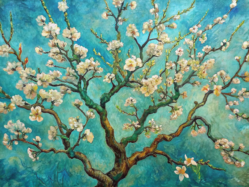 Van Gogh A Blooming Almond Tree With Delicate Whit
