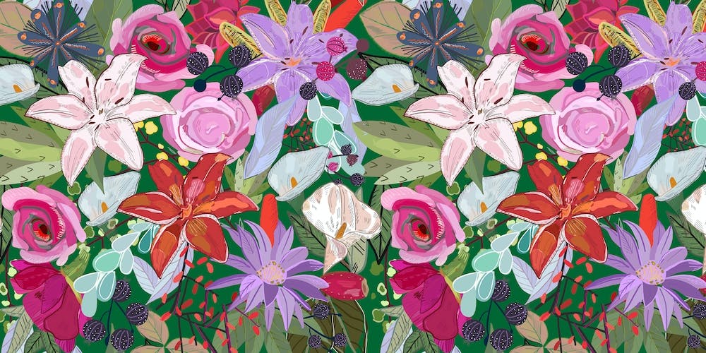 Lily And Colorful Flowers Pattern