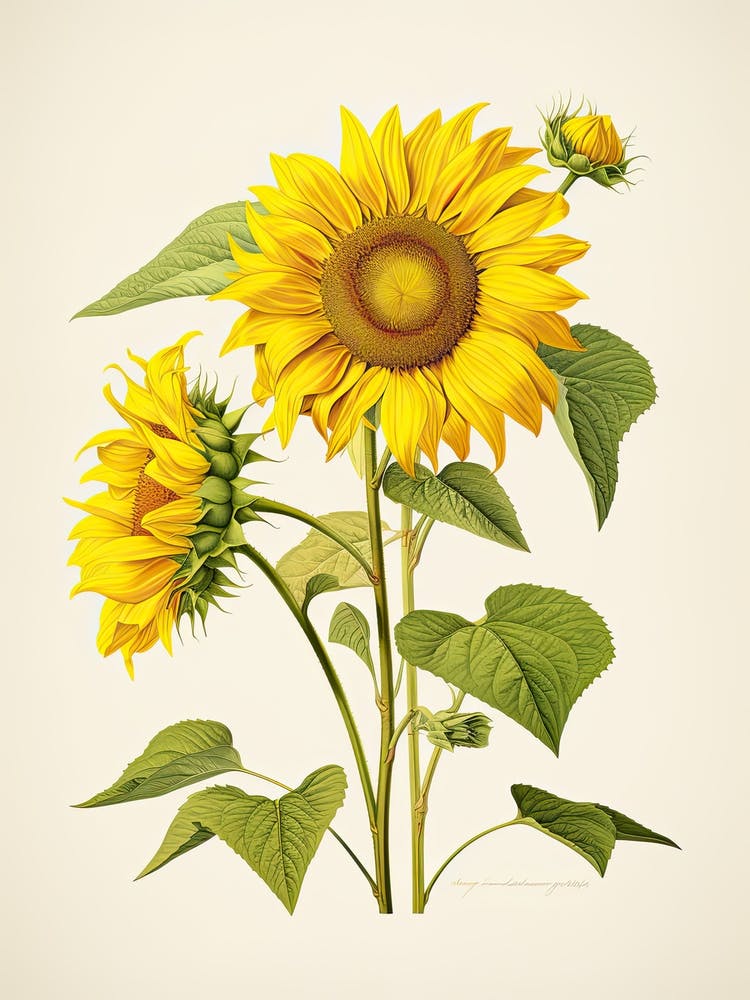 Sonnenblumen Blume Vintage Botanisch 3