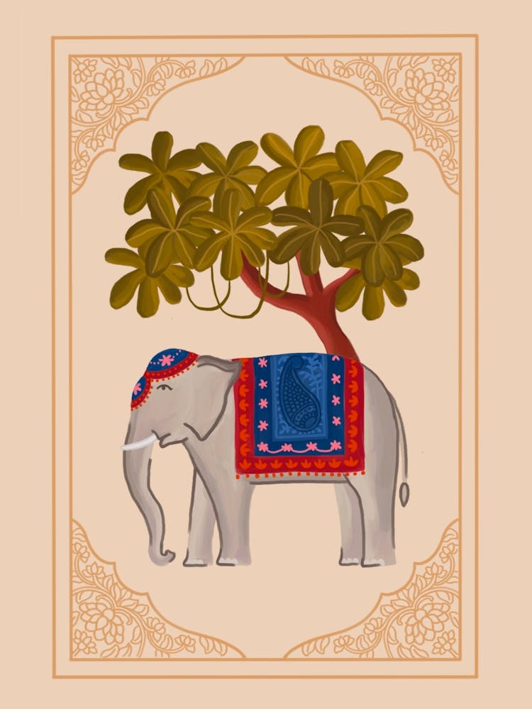 Indischer Elefant mit Baum