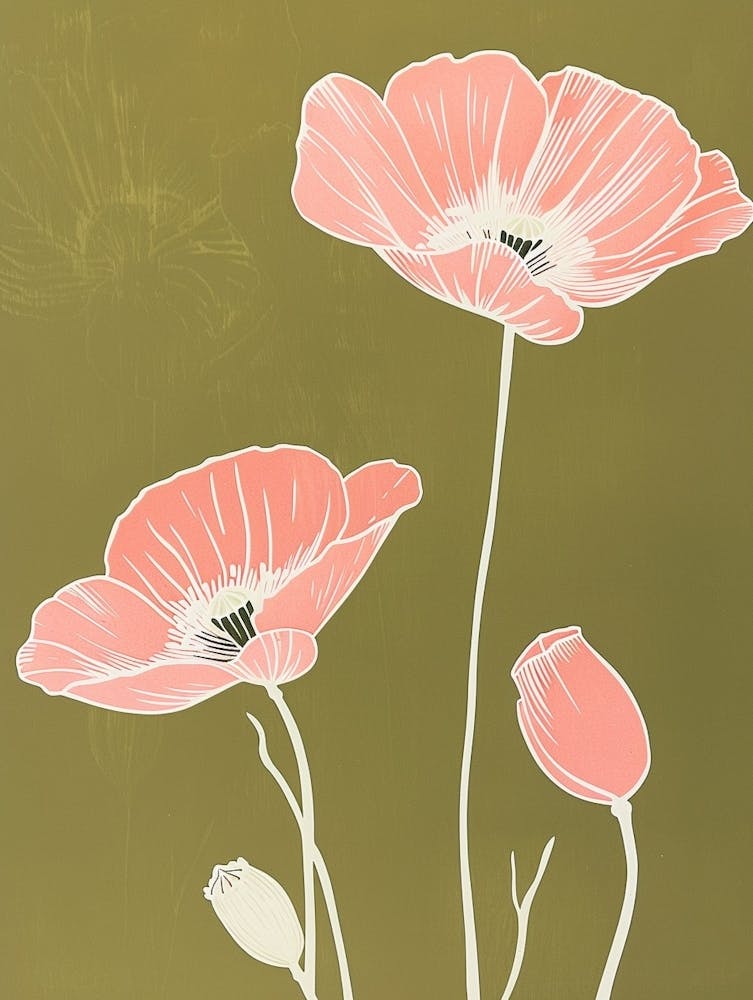 Pink & Green Poppy 1