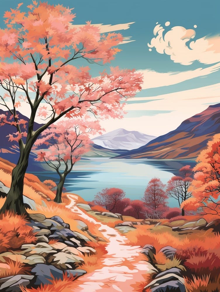 The Lake Districts Ullswa Illustration de Randonnée