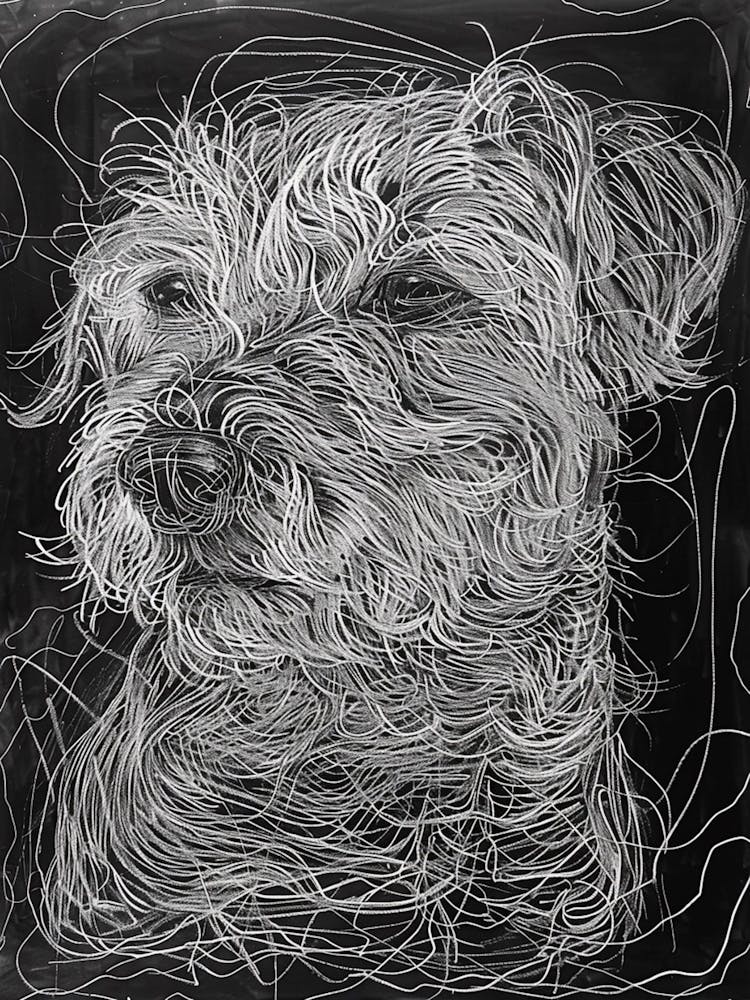 Dandie Dinmont Terrier Dog Line Sketch 2