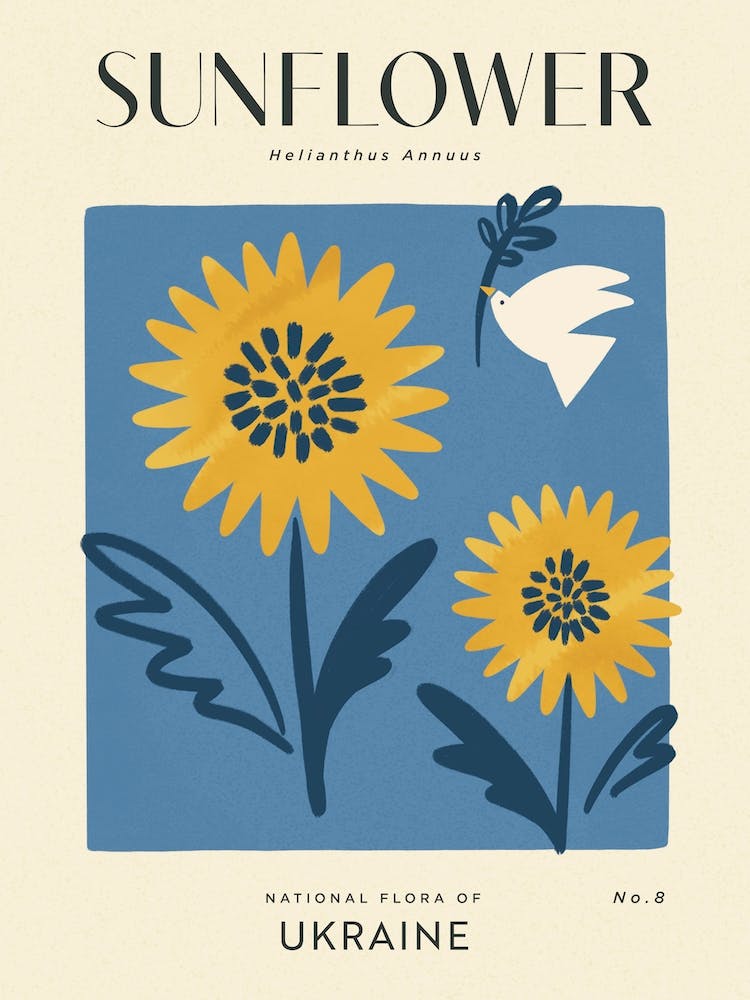 Vintage Blue And Yellow Sunflower Of Ukraine