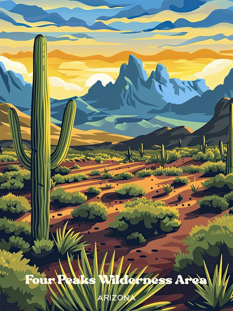 Four Peaks Wilderness Area Arizona Desert Digital Travel Art
