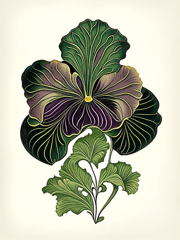 Pansy Leaf Vintage Botanical 1