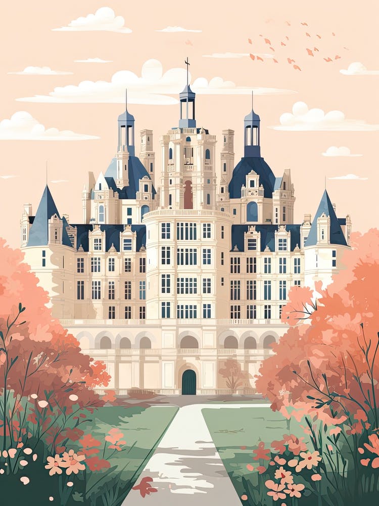 Chateau De Chambord   Chambord, France   Cute Botanical Illustration Travel 0
