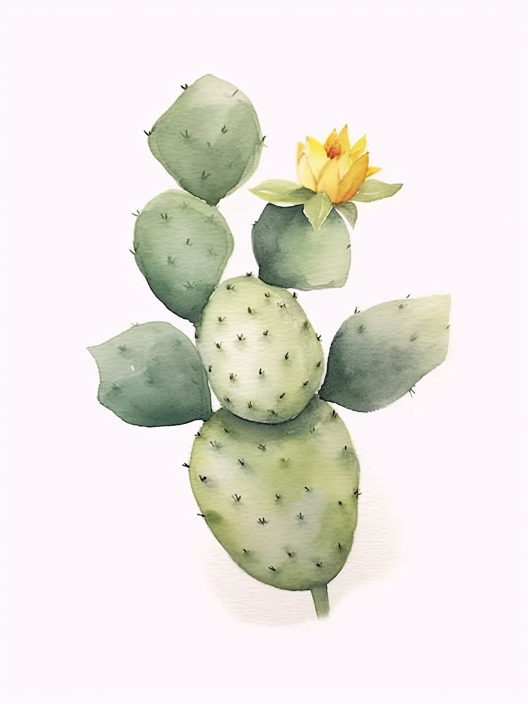 Lemon Ball Cactus Watercolour Drawing 4