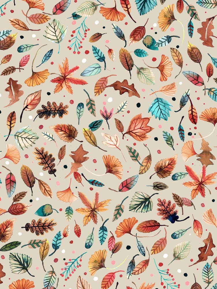 Little Fall Leaves Beige