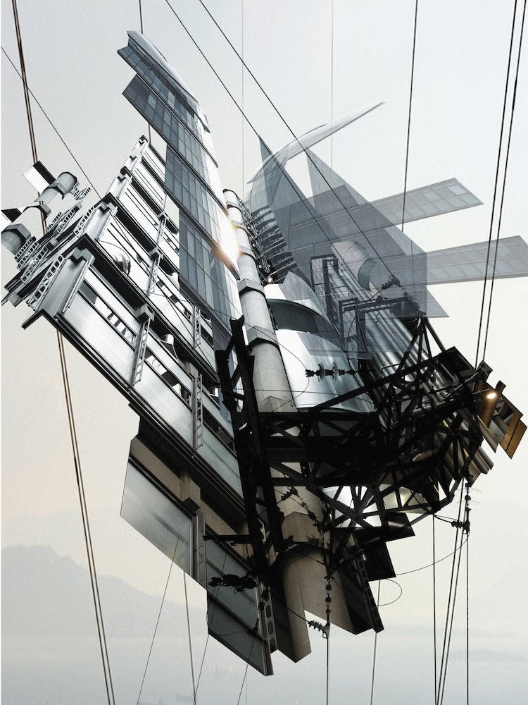 Poster Abstract Architecture London Lloyd's Building - London City Hall Montage